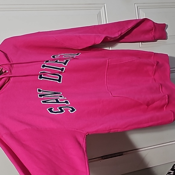 NWOT bright pink hoodie with San Diego written in navy blue and white. - Picture 5 of 6